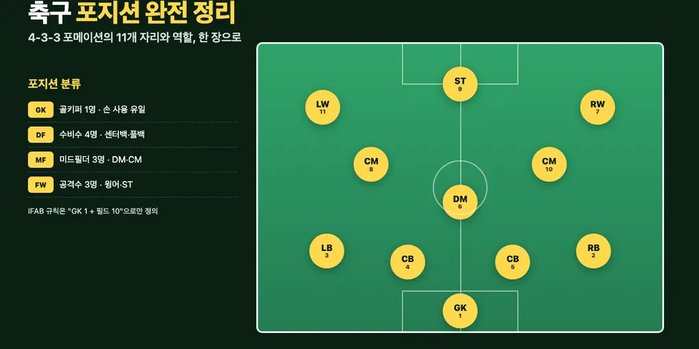 축구 포지션 완전 정리, 골키퍼부터 윙어까지 11개 역할 한눈에